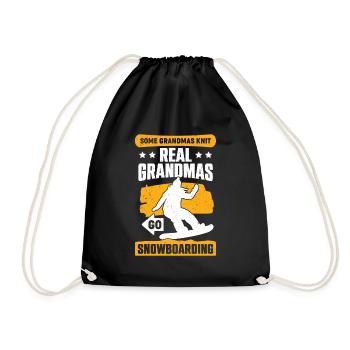 Snowboarding Alte Frau Oma Snowboarderin Geschenk - Turnbeutel - Schwarz - Vorne