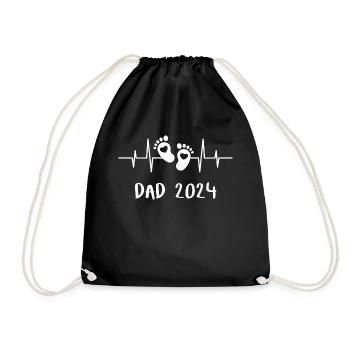 Dad 2024 Papa Herzschlag - Das Daddy Vatertag - Turnbeutel - Schwarz - Vorne