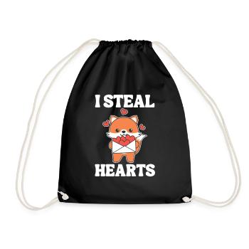 Fuchs zum Valentinstag ich stehle Herzen - Turnbeutel - Schwarz - Vorne