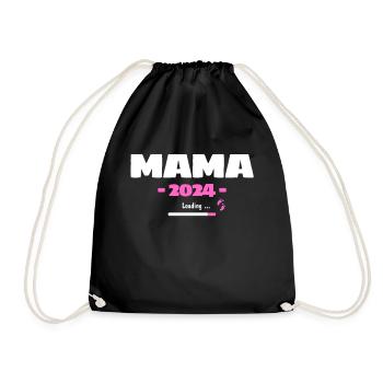 Mama 2024 Loading - Werdende Mama Motiv für - Turnbeutel - Schwarz - Vorne