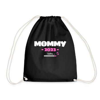 Mommy 2023 Loading - Expectant Mama Motif for - Drawstring Bag - black - Front