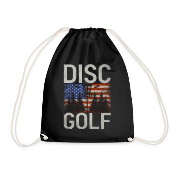 Lustiges Disc Golf & Ultimate Frisbee Spieler - Turnbeutel - Schwarz - Vorne