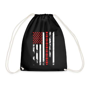 American Flag Patriotic Valentine's Day - Drawstring Bag - black - Front