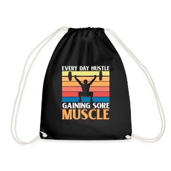 Muskelkater Hustle Body Builder Fitness Workout - Turnbeutel - Schwarz - Vorne
