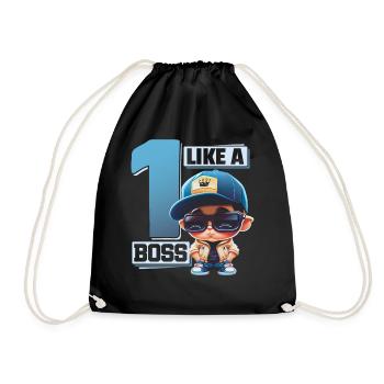 Baby 1. Geburtstag Junge Mädchen Like a Boss - Turnbeutel - Schwarz - Vorne