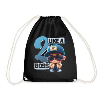 Baby 2. Geburtstag Junge Mädchen Like a Boss - Turnbeutel - Schwarz - Vorne