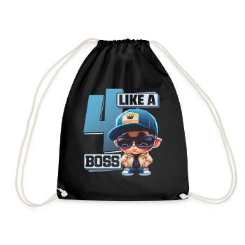 Baby 4. Geburtstag Junge Mädchen Like a Boss - Turnbeutel - Schwarz - Vorne