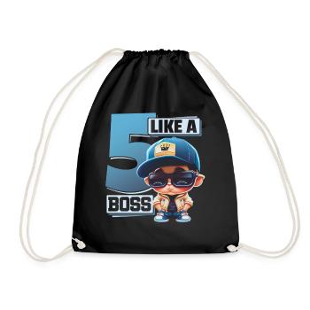 Baby 5. Geburtstag Junge Mädchen Like a Boss - Turnbeutel - Schwarz - Vorne