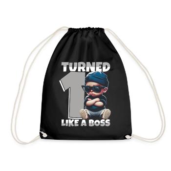 Baby 1. Geburtstag Junge Mädchen Like a Boss - Turnbeutel - Schwarz - Vorne