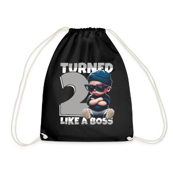 Baby 2. Geburtstag Junge Mädchen Like a Boss - Turnbeutel - Schwarz - Vorne