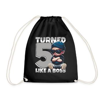 Baby 5. Geburtstag Junge Mädchen Like a Boss - Turnbeutel - Schwarz - Vorne
