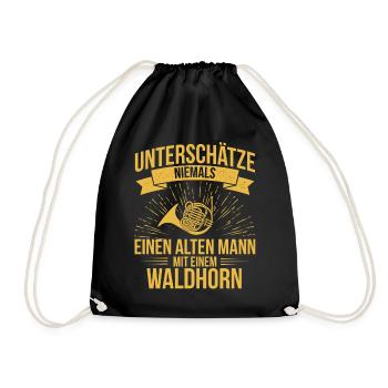 Waldhorn Waldhornspieler Waldhornist - Turnbeutel - Schwarz - Vorne