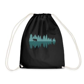 Wildlife Nature Animal Bear Outdoor - Drawstring Bag - black - Front