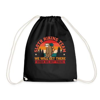 Sloth hiking team We come when - Drawstring Bag - black - Front