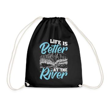 Life is better on the river - Drawstring Bag - black - Front