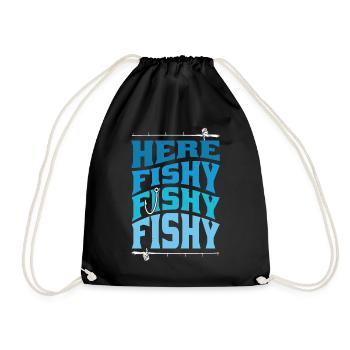 Hier Fishy Fishy Design - Turnbeutel - Schwarz - Vorne