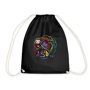 Dia De Los Muertos Shirt, Chihuahua Sugar Skull - Drawstring Bag - black - Front
