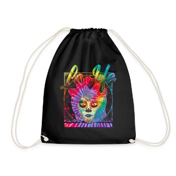 Dia De Los Muertos Shirt, La Jefa Sugar Skulls - Drawstring Bag - black - Front