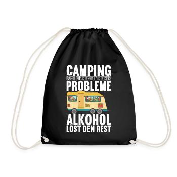 Camping Wohnmobil - Turnbeutel - Schwarz - Vorne