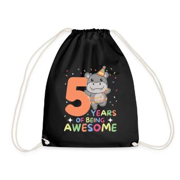 Hippopotame pour les enfants de 5 ans - Sac de sport léger - noir - Devant