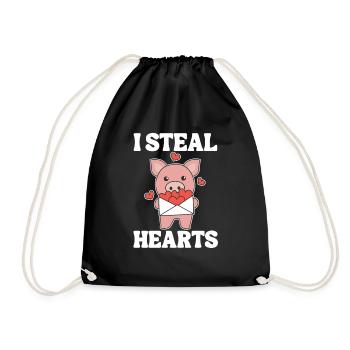 Cochon pour la Saint-Valentin Je vole des cœurs - Sac de sport léger - noir - Devant