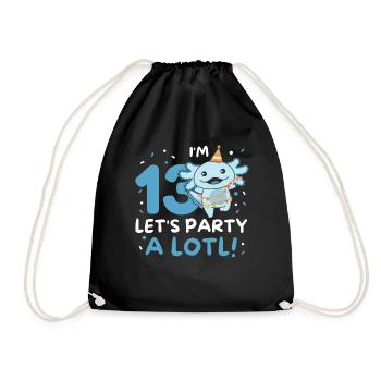 13th Birthday Axolotl Thirteen Years Sweet Axolotls - Drawstring Bag - black - Front