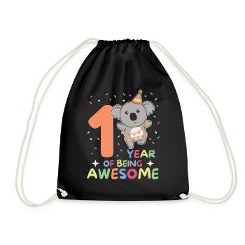 Koala for 1st birthday for children one year old - Drawstring Bag - black - Front