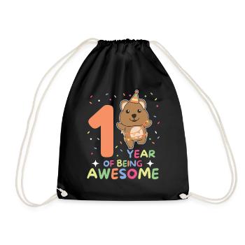 Quokka for the 1st birthday for children one year old - Drawstring Bag - black - Front