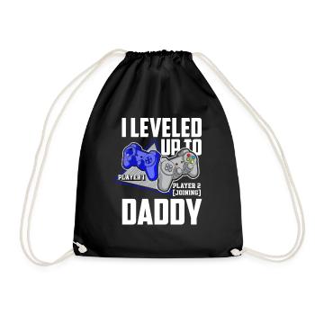 Aufgestiegen Zum Papa Gamer Gaming Vatertag - Turnbeutel - Schwarz - Vorne