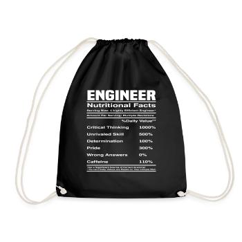 Ingenieur Nährwertangaben Geschenk - Turnbeutel - Schwarz - Vorne