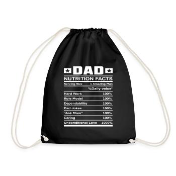 Papa Nutritional Information Father's Day - Drawstring Bag - black - Front