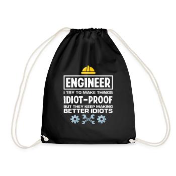 Ingenieur Nährwertangaben Geschenk - Turnbeutel - Schwarz - Vorne