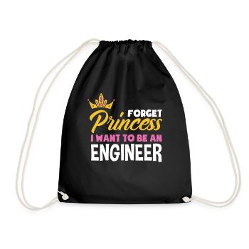 Ingenieur Mädchen Prinzessin Geschenk - Turnbeutel - Schwarz - Vorne