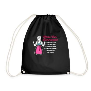 Dirndl Meine Vier Stimmungen Schlaf Kaffee - Turnbeutel - Schwarz - Vorne