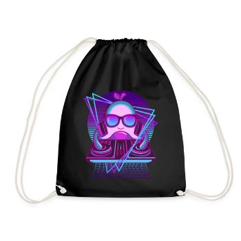 Party Music Techno Avocado Vaporwave DJ Avocado - Drawstring Bag - black - Front