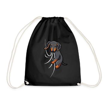 Mignon teckel tissu mordant sucer teckel - Sac de sport léger - noir - Devant