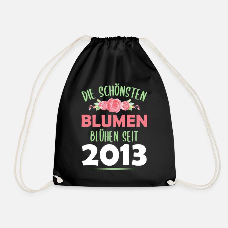 Jahrgang 2013 Blumen Spruch Geburtstag Geschenk - Turnbeutel - Schwarz