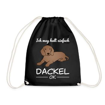 Dackel Hund Hundeliebhaber Spruch Geschenk - Turnbeutel - Schwarz - Vorne