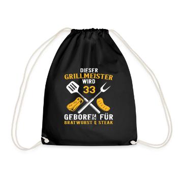 33 Geburtstag Grill Grillen Spruch - Turnbeutel - Schwarz - Vorne