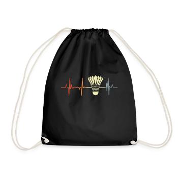 Badminton heartbeat - Drawstring Bag - black - Front