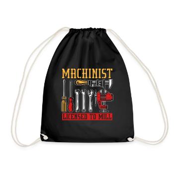 Machinist Licensed To Mill Cnc Machine Machinists - Turnbeutel - Schwarz - Vorne