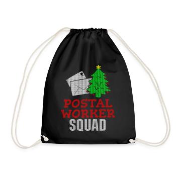 Postal Worker Squad Ugly Christmas Design Santa - Drawstring Bag - black - Front