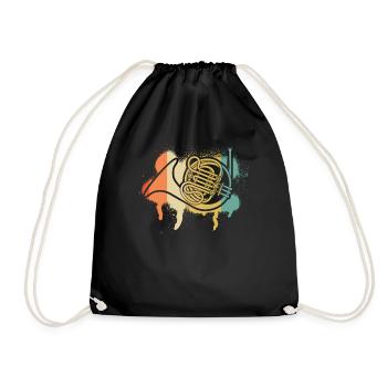 French horn French horn player French hornist - Drawstring Bag - black - Front