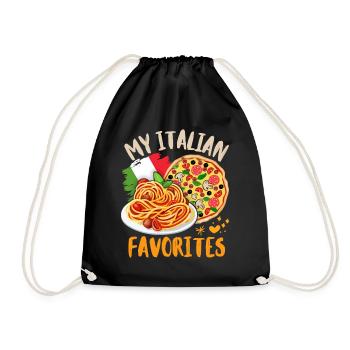 Pizza-Pasta, italienische Küche, leckeres Italien - Turnbeutel - Schwarz - Vorne