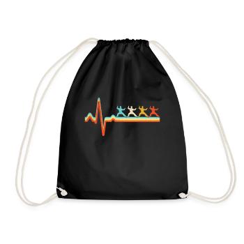 Martial Arts Retro Heartbeat - Drawstring Bag - black - Front