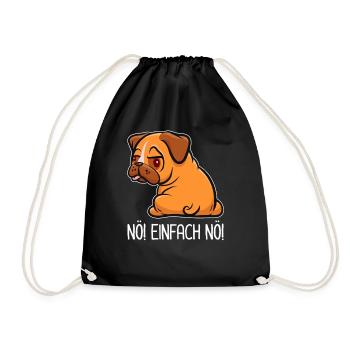 Nö, einfach Nö! - Mops - Spruch - Turnbeutel - Schwarz - Vorne