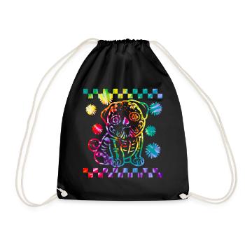 Chemise Dia de los Muertos, Crâne de Porc Sucre Floral - Sac de sport léger - noir - Devant