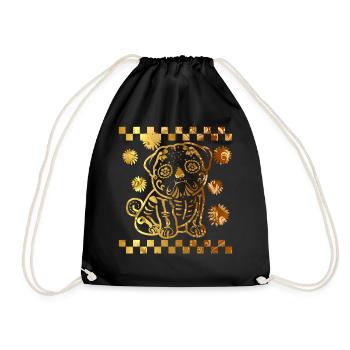 Chemise Dia de los Muertos, Crâne de Porc Sucre Floral - Sac de sport léger - noir - Devant