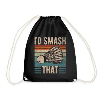 Badminton Funny Saying Men's Badminton Design - Drawstring Bag - black - Front