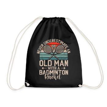 Badminton Funny Saying Men's Badminton Design - Drawstring Bag - black - Front